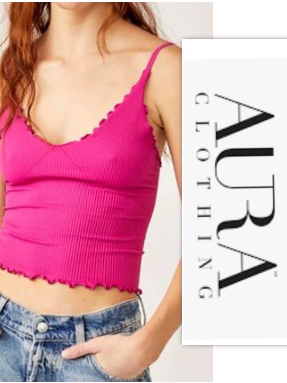 AURA Hot Pink Seamless Ribbed Cami